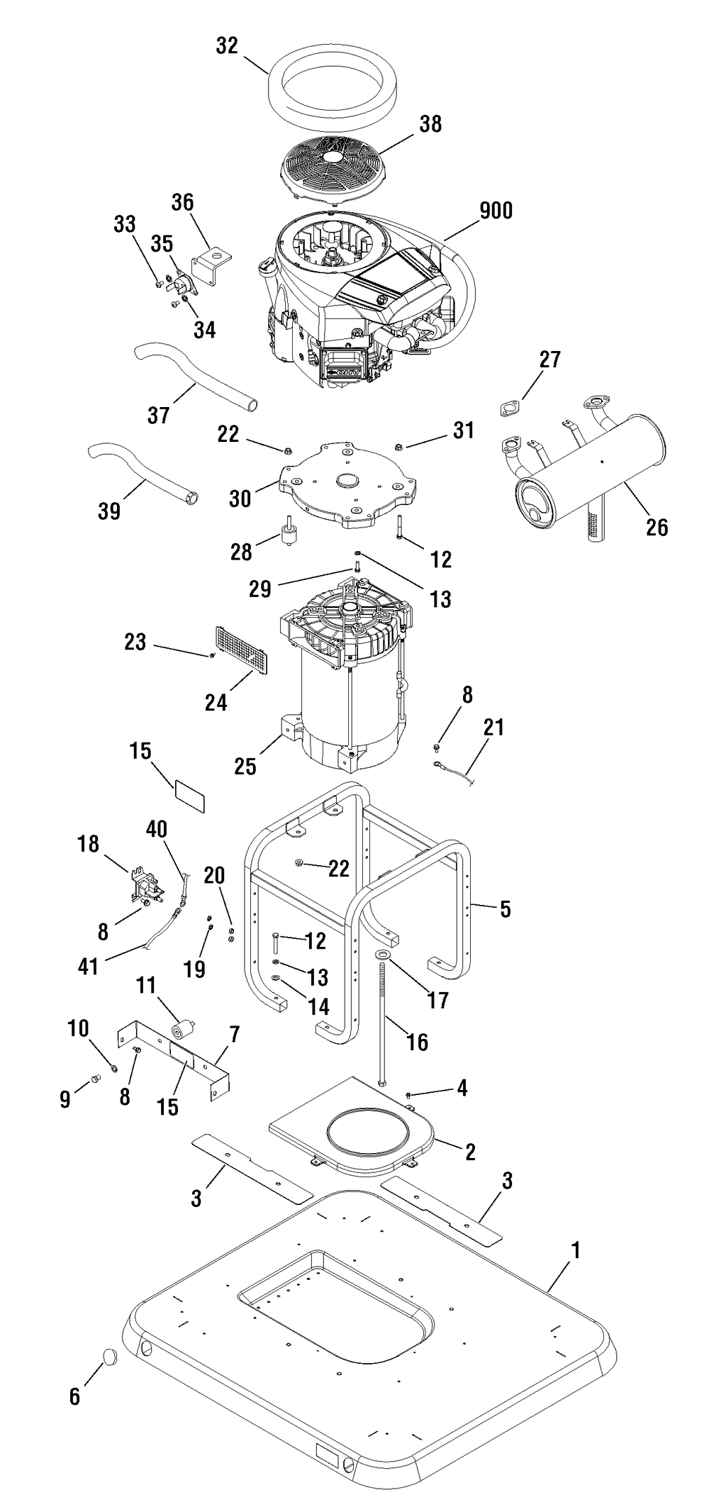 Main Unit Group Diagram and Parts List for 040324-00  Briggs and Stratton Generator